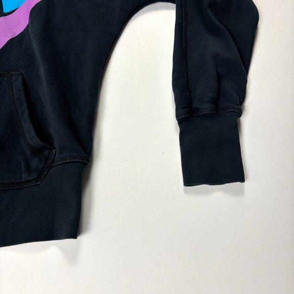 Nike Sportswear Womens Zip Up Hoodie Black Sz M Big Swoosh Spellout - Picture 3 of 8